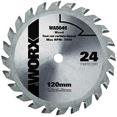 Пильный диск твердосплавный WORX WA5046, 24T TCT 120х1,2х9,5 мм