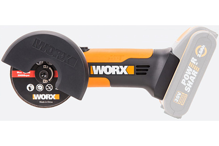 Угловая шлифмашина аккумуляторная WORX WX801.9, 20В, 76 мм (без Акб и ЗУ)