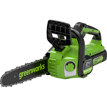 Пила цепная 24В Greenworks аккумуляторная б/щ, GD24CS30, 30 см (в компл. АКБ на 4А/ч и ЗУ)