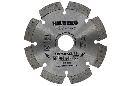 Диск алмазный отрезной 115*22,23 Hilberg Hard Materials Лазер по Сильно армированному бетону