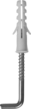 Дюбель распорный полипропиленовый, тип "ЕВРО", в комплекте с шурупом-крюком, 6х30/4х45мм