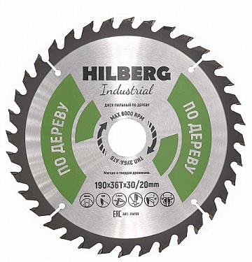Диск пильный Hilberg Industrial Дерево 190*30/20*36Т
