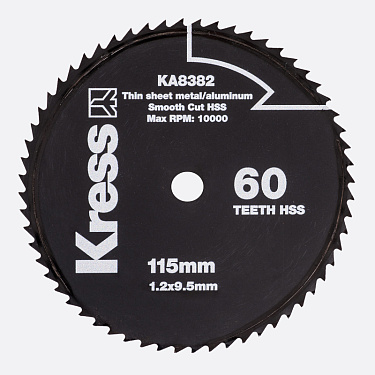 Диск по металлу и алюминию KRESS 60T HSS 115х1,2х9,5 мм