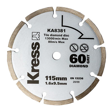 Диск с алмазным напылением KRESS 115х1,6х9,5 мм