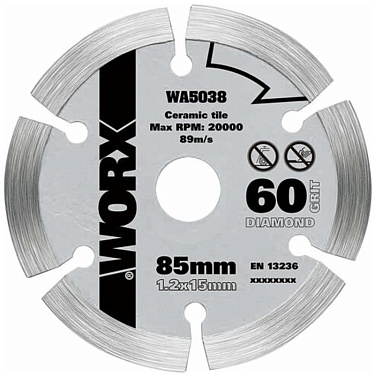 Пильный диск алмазный WORX WA5038, 85х1,2х15 мм