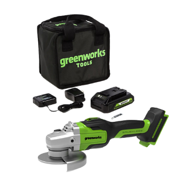 Шлифмашина угловая аккумуляторная Greenworks 24В ( в комплекте АКБ на 2А/ч и ЗУ)