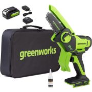Пила цепная мини 24В Greenworks аккумуляторная 10см, (с АКБ на 2А/ч и ЗУ)