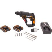 Перфоратор аккумуляторный WORX WX 390.1, 20В, 2 Ач x 2,, кейс