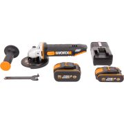 Угловая шлифмашина аккумуляторная WORX WX803, 20В, 125 мм, 1*2,0Ач + 1*4,0 Ач, кейс