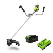 Триммер аккумуляторный Greenworks 40В,  GD40BCB, 40 см, б/щ с ножом, с АКБ 4АЧ и ЗУ