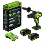24V Дрель-шуруповерт ударная акк.GD24DD140,б/щет,70/140Нм,Anti-kickback,2x4Ач,ЗУ,кор (3707607CUD)