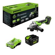 24V Угловая шлиф машина акк. Greenworks AG590,б/щет, 125 мм,8500 об/мин,1х8Ач,ЗУ,кор (3201007CUH)